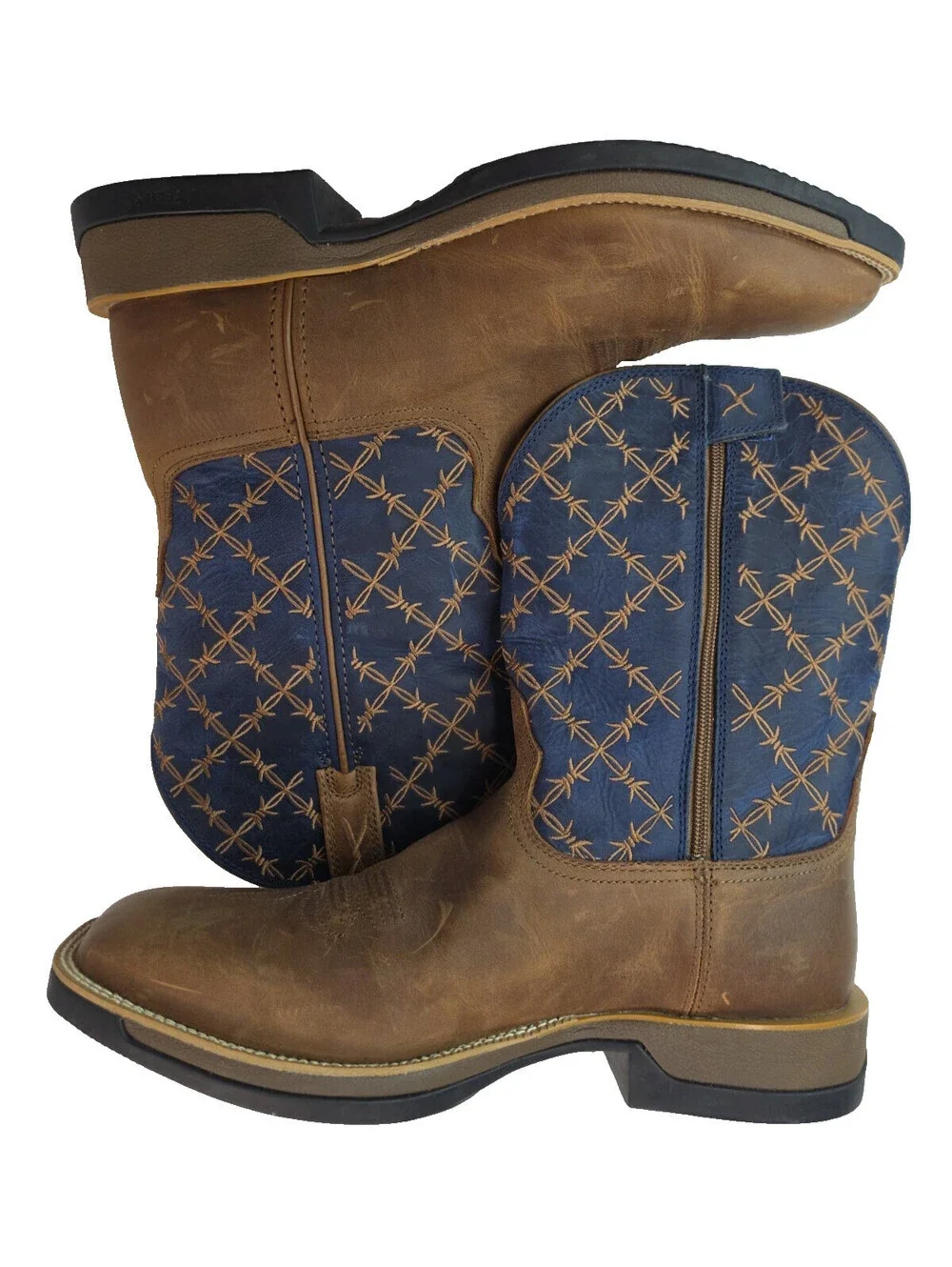 Twisted X 11' Tech X Saddle True Blue Brown Leather Zipper Boots Mens Size 12D